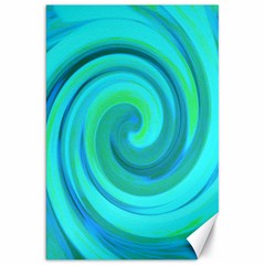 Groovy Cool Abstract Aqua Liquid Art Swirl Painting Canvas 20  X 30  by myrubiogarden