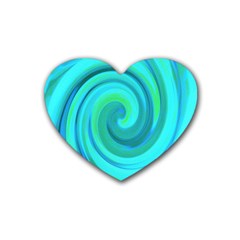 Groovy Cool Abstract Aqua Liquid Art Swirl Painting Rubber Coaster (heart) 