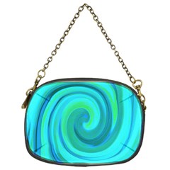 Groovy Cool Abstract Aqua Liquid Art Swirl Painting Chain Purse (one Side)