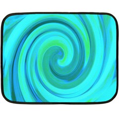 Groovy Cool Abstract Aqua Liquid Art Swirl Painting Fleece Blanket (mini) by myrubiogarden