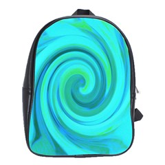 Groovy Cool Abstract Aqua Liquid Art Swirl Painting School Bag (large)