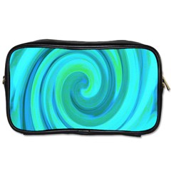 Groovy Cool Abstract Aqua Liquid Art Swirl Painting Toiletries Bag (one Side) by myrubiogarden