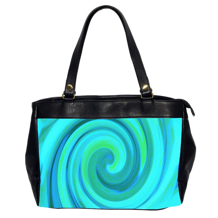 Groovy Cool Abstract Aqua Liquid Art Swirl Painting Oversize Office Handbag (2 Sides)