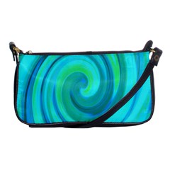 Groovy Cool Abstract Aqua Liquid Art Swirl Painting Shoulder Clutch Bag by myrubiogarden