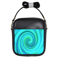 Groovy Cool Abstract Aqua Liquid Art Swirl Painting Girls Sling Bag by myrubiogarden