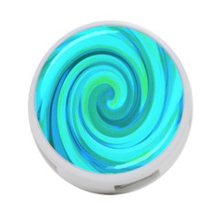 Groovy Cool Abstract Aqua Liquid Art Swirl Painting 4-port Usb Hub (one Side) by myrubiogarden