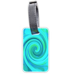 Groovy Cool Abstract Aqua Liquid Art Swirl Painting Luggage Tags (one Side)  by myrubiogarden