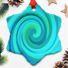 Groovy Cool Abstract Aqua Liquid Art Swirl Painting Ornament (snowflake)