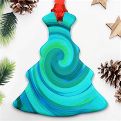 Groovy Cool Abstract Aqua Liquid Art Swirl Painting Ornament (christmas Tree) 