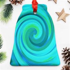 Groovy Cool Abstract Aqua Liquid Art Swirl Painting Bell Ornament (two Sides) by myrubiogarden