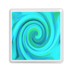 Groovy Cool Abstract Aqua Liquid Art Swirl Painting Memory Card Reader (square) by myrubiogarden