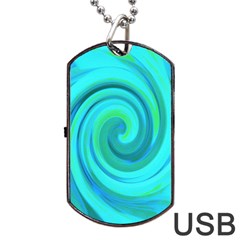 Groovy Cool Abstract Aqua Liquid Art Swirl Painting Dog Tag Usb Flash (one Side) by myrubiogarden