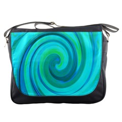 Groovy Cool Abstract Aqua Liquid Art Swirl Painting Messenger Bag by myrubiogarden