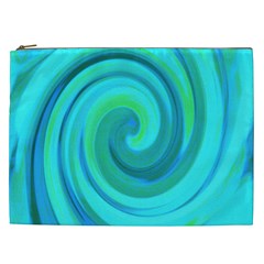 Groovy Cool Abstract Aqua Liquid Art Swirl Painting Cosmetic Bag (xxl) by myrubiogarden