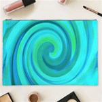 Groovy Cool Abstract Aqua Liquid Art Swirl Painting Cosmetic Bag (XXL) Front