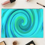 Groovy Cool Abstract Aqua Liquid Art Swirl Painting Cosmetic Bag (XXL) Back