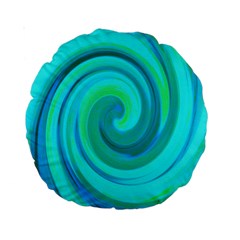 Groovy Cool Abstract Aqua Liquid Art Swirl Painting Standard 15  Premium Round Cushions by myrubiogarden