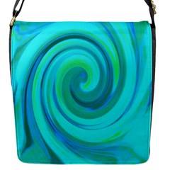 Groovy Cool Abstract Aqua Liquid Art Swirl Painting Flap Closure Messenger Bag (s) by myrubiogarden