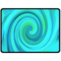 Groovy Cool Abstract Aqua Liquid Art Swirl Painting Double Sided Fleece Blanket (large)  by myrubiogarden