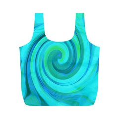 Groovy Cool Abstract Aqua Liquid Art Swirl Painting Full Print Recycle Bag (m) by myrubiogarden