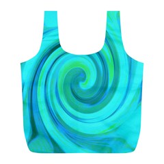 Groovy Cool Abstract Aqua Liquid Art Swirl Painting Full Print Recycle Bag (l)