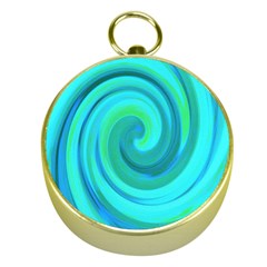 Groovy Cool Abstract Aqua Liquid Art Swirl Painting Gold Compasses by myrubiogarden