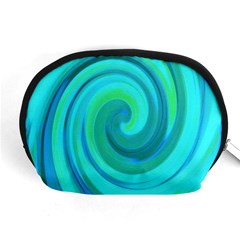 Groovy Cool Abstract Aqua Liquid Art Swirl Painting Accessory Pouch (medium) by myrubiogarden