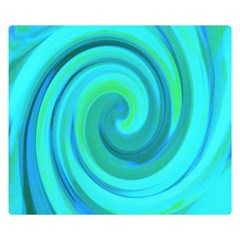 Groovy Cool Abstract Aqua Liquid Art Swirl Painting Double Sided Flano Blanket (small)  by myrubiogarden