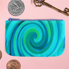 Groovy Cool Abstract Aqua Liquid Art Swirl Painting Large Coin Purse by myrubiogarden