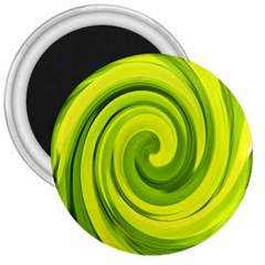 Groovy Abstract Green Liquid Art Swirl Painting 3  Magnets