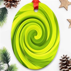 Groovy Abstract Green Liquid Art Swirl Painting Ornament (oval)