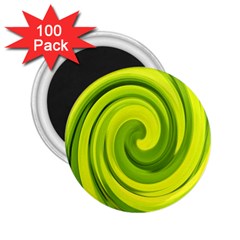 Groovy Abstract Green Liquid Art Swirl Painting 2 25  Magnets (100 Pack)  by myrubiogarden