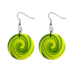 Groovy Abstract Green Liquid Art Swirl Painting Mini Button Earrings by myrubiogarden