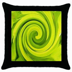 Groovy Abstract Green Liquid Art Swirl Painting Throw Pillow Case (black) by myrubiogarden