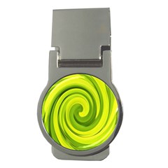 Groovy Abstract Green Liquid Art Swirl Painting Money Clips (round)  by myrubiogarden