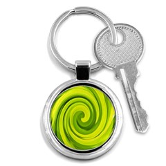 Groovy Abstract Green Liquid Art Swirl Painting Key Chains (round)  by myrubiogarden