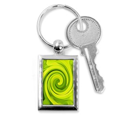 Groovy Abstract Green Liquid Art Swirl Painting Key Chains (rectangle)  by myrubiogarden