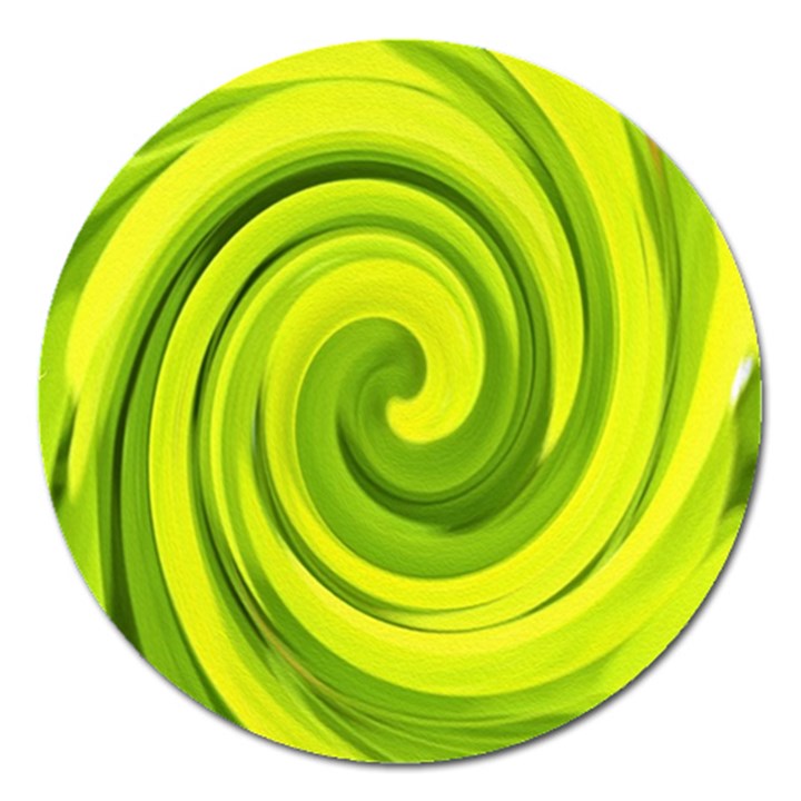 Groovy Abstract Green Liquid Art Swirl Painting Magnet 5  (Round)