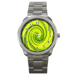 Groovy Abstract Green Liquid Art Swirl Painting Sport Metal Watch by myrubiogarden