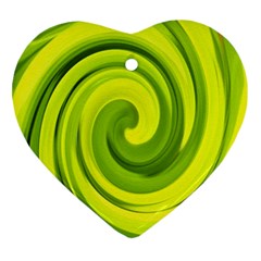 Groovy Abstract Green Liquid Art Swirl Painting Heart Ornament (two Sides) by myrubiogarden