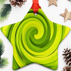 Groovy Abstract Green Liquid Art Swirl Painting Star Ornament (two Sides) by myrubiogarden