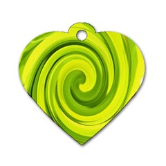 Groovy Abstract Green Liquid Art Swirl Painting Dog Tag Heart (one Side) by myrubiogarden