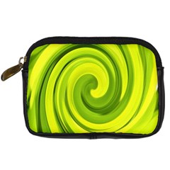 Groovy Abstract Green Liquid Art Swirl Painting Digital Camera Leather Case by myrubiogarden