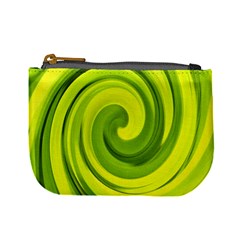 Groovy Abstract Green Liquid Art Swirl Painting Mini Coin Purse by myrubiogarden