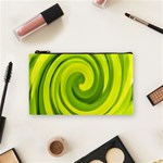 Groovy Abstract Green Liquid Art Swirl Painting Cosmetic Bag (Small) Front