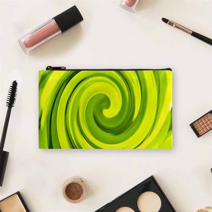 Groovy Abstract Green Liquid Art Swirl Painting Cosmetic Bag (Small)