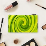 Groovy Abstract Green Liquid Art Swirl Painting Cosmetic Bag (Small) Back