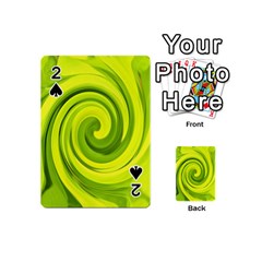 Groovy Abstract Green Liquid Art Swirl Painting Playing Cards 54 (mini) by myrubiogarden