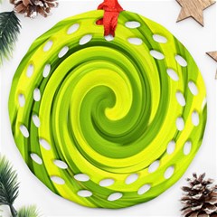 Groovy Abstract Green Liquid Art Swirl Painting Ornament (round Filigree)