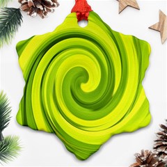 Groovy Abstract Green Liquid Art Swirl Painting Ornament (snowflake)